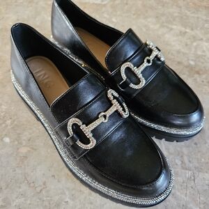 Inc International Concepts Black Brinnia Lug Sole Loafers women's size 7.M